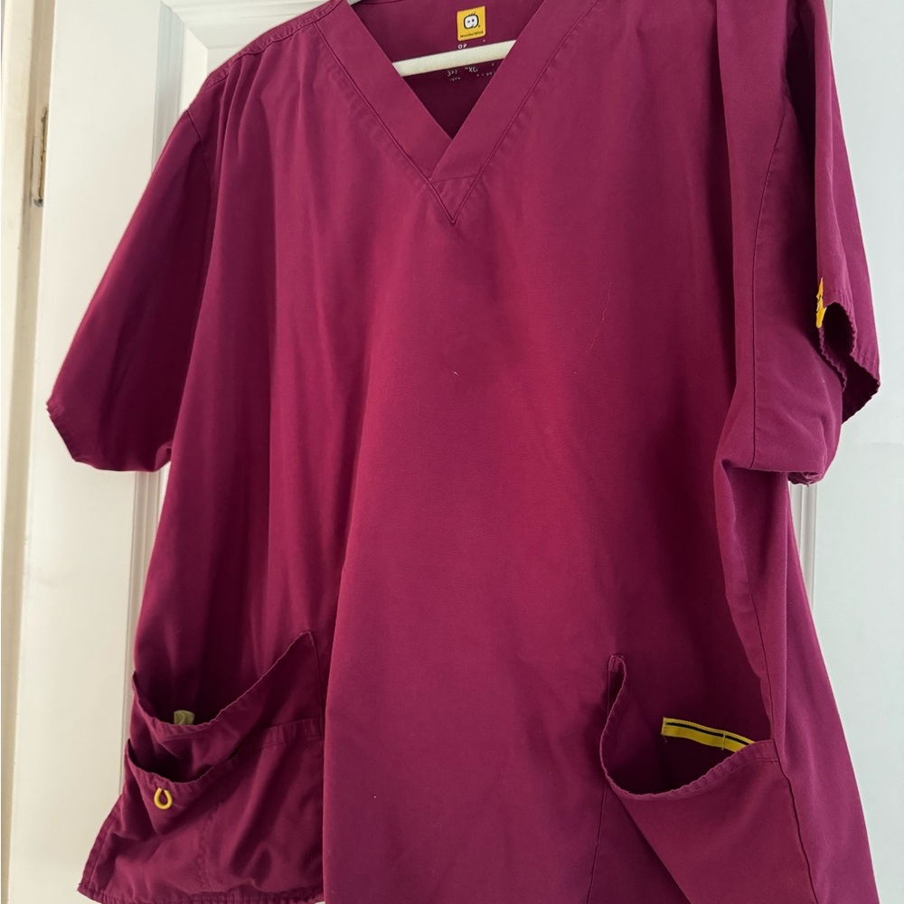 WonderWink Burgundy Scrub Top